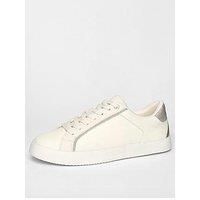 Quiz Women's Off White Faux Leather Glitter Trainers in Cream | Size: 6