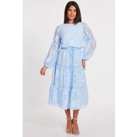 Light Blue Jacquard Midi Dress