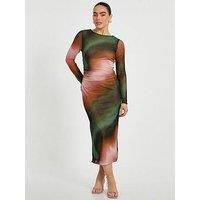 Quiz Petite Mesh Marble Print Midaxi Dress