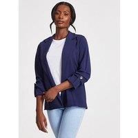 Quiz Navy Ruched Sleeve Blazer