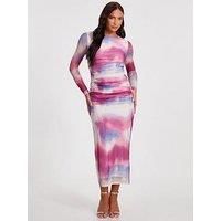 Quiz Pink Marble Print Midaxi Dress