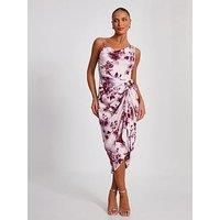 Quiz Baby Pink Satin Floral Midi Dress