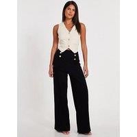 Quiz Black Button Detail Palazzo Trousers
