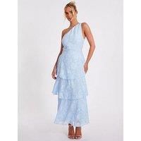 Quiz Pale Blue Jacquard Maxi Dress