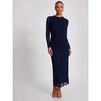 Quiz Navy Mesh Diamante Midaxi Dress