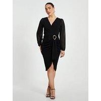 Quiz Petite Black Buckle Midi Dress