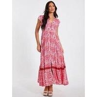 Quiz Pink Animal Print Midaxi Dress