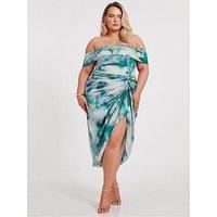 Quiz Curve Satin Tie Dye Midi Dress