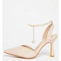 Quiz Nude Pearl Strap Court Heels