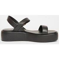 Quiz Black Faux Leather Flatform Sandals