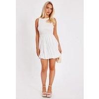 Quiz Women's White Bubble Hem Mini Dress | Size: 6