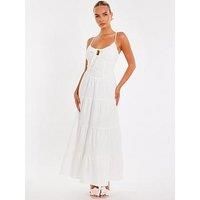 Quiz White Linen Corset Maxi Dress