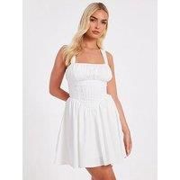 Quiz White Corset Detail Skater Dress