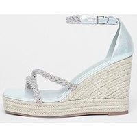 Quiz Wide Fit Silver Diamante Wedges