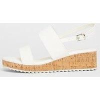 Quiz Wide Fit White Double Strap Low Wedges