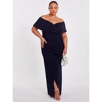 Quiz Curve Navy Bardot Maxi Dress