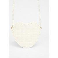 Quiz White Pearl Heart Cross Body Bag