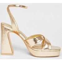 Quiz Gold Cross Strap Platform Heels