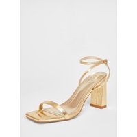 Quiz Gold Barely There Block Heels