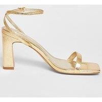 Quiz Gold Barely There Block Heels