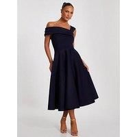 Navy Asymmetric Skater Dress