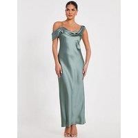 Quiz Sage Satin Drop Shoulder Maxi Dress