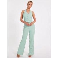 Quiz Mint Woven Flared Trousers