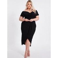 Quiz Curve Black Bardot Midi Dress