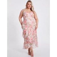 Quiz Curve Pink Floral Maxi Dress