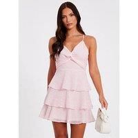 Quiz Pale Pink Chiffon Tiered Mini Dress