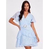 Quiz Pale Blue Frill Belted Skater Dress