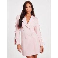 Pale Pink Bow Sleeve Blazer Dress