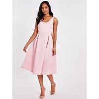 Pink Bow Back Midi Dress
