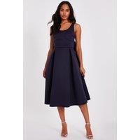 Navy Bow Back Midi Dress