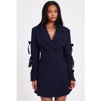 Navy Bow Sleeve Blazer Dress