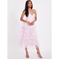 Pink Chiffon Floral Midaxi Dress