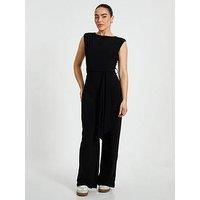 Quiz Petite Black Tie Waist Jumpsuit