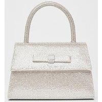 Quiz Silver Diamante Top Handle Bag