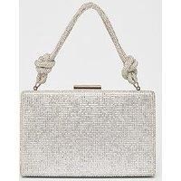 Quiz Silver Diamante Knot Top Handle Bag