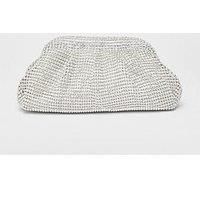 Quiz Silver Diamante Gathered Pouch Bag