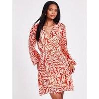 Quiz Red Chiffon Floral Skater Dress