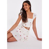 Quiz Women's White Cherry Print Mini Skirt | Size: 8
