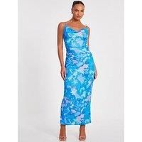Quiz Blue Marble Print Midaxi Dress