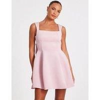 Quiz Women's Pale Pink Bow Skater Dress | Size: 8