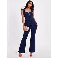 Quiz Navy Frill Sleeve Jumpsuit