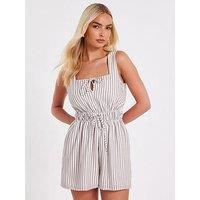 Quiz Stone Striped Playsuit