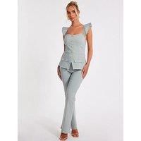 Quiz Sage Bardot Frill Sleeve Jumpsuit