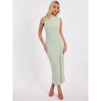 Quiz Sage Ruched Bodycon Midaxi Dress