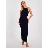 Quiz Navy Gold Buckle Midaxi Dress