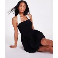 Quiz Black Contrast Skater Dress